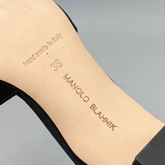 Manolo Blahnik Prinap 50MM Satin Crystal Buckle Mules size 36 - Picture 15 of 15